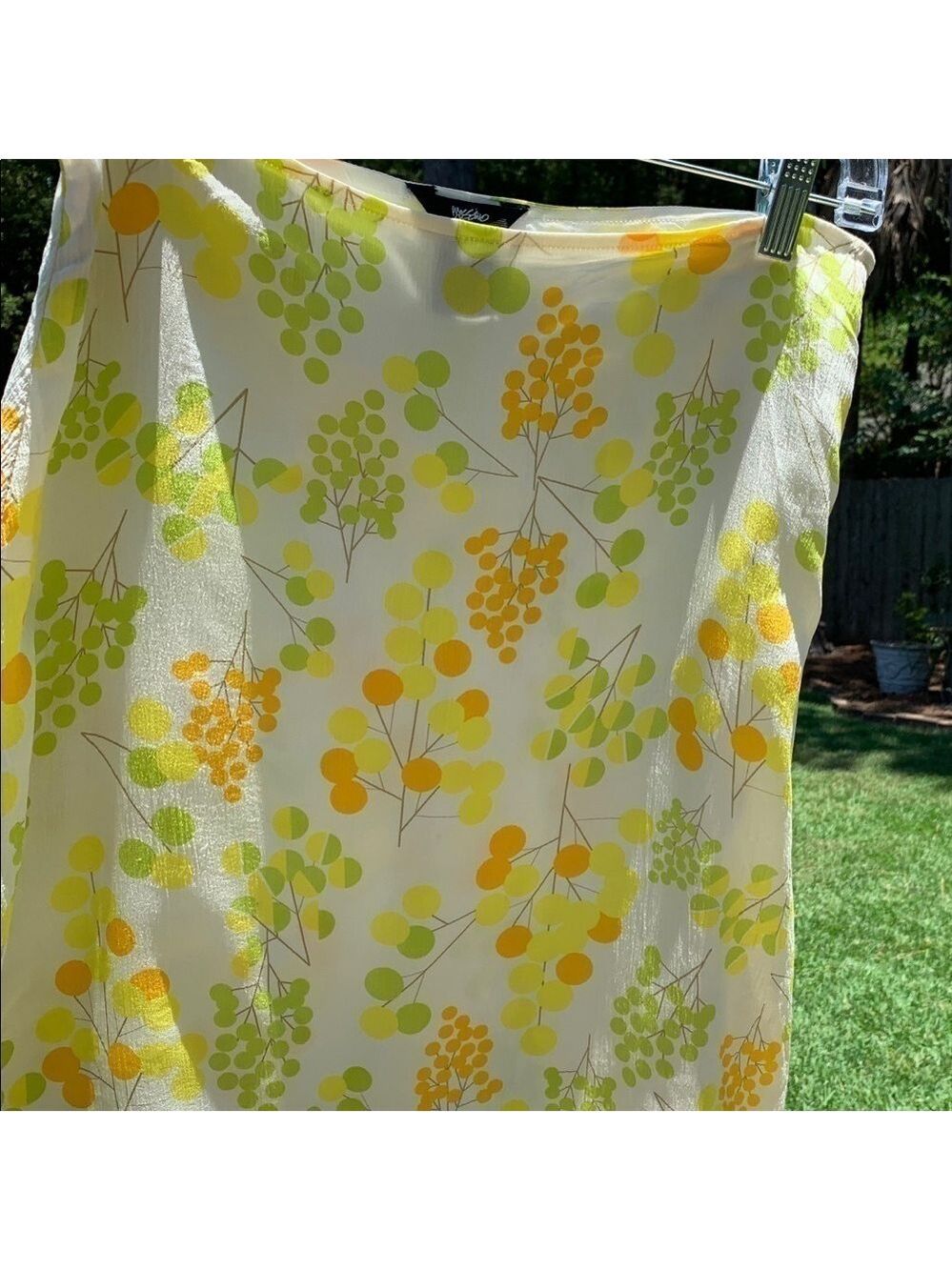 MOSSIMO floral retro print textured silk skirt spring summer yellow orange green